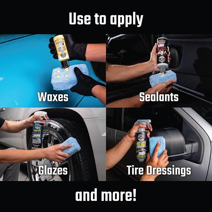 Chemical Guys, Premium Microfiber Applicator Pads, Soft Foam Core, 8 Pack | Ultra-soft foam-core pads apply sealants, dressings and interior products evenly, reusable and machine washable