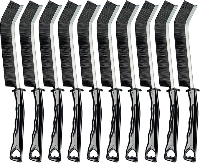 Crevice Cleaning Brush Set, Hard Bristle Grout Brush, 10-Pack | Narrow Cleaning Brushes with Stiff Bristles for Grout, Gaps, Kitchen Sinks, Bathroom Tiles, Window Tracks and Tight Spaces
