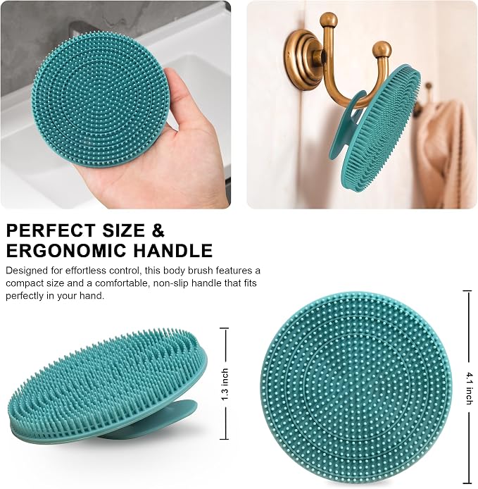 INNERNEED Silicone Body Scrubber Gentle Exfoliating Brush, Black+Green+Pink | INNERNEED Silicone Body Scrubber Gentle Exfoliating Brush, Black+Green+Pink