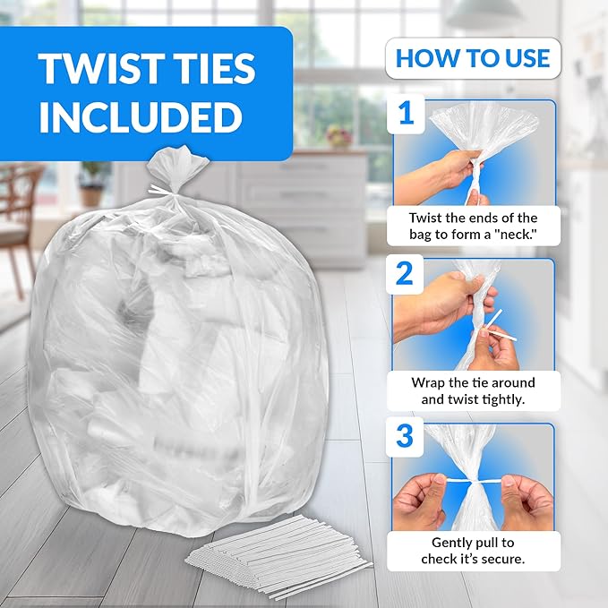 Reli. 30-33 Gallon Trash Bags Heavy Duty | 250 Trash Bags, Twist Ties | Clear, Serious Garbage Cleanup | Large Garbage Bags with Twist Ties, Made in USA | SuperValue