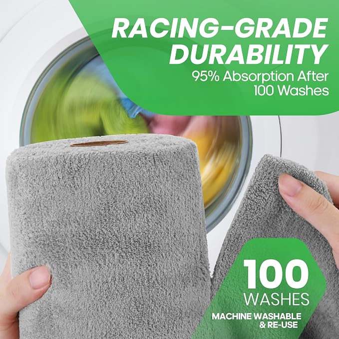 Fantasticlean Thick Microfiber Towel Roll, 14" x 14", 20 Pack, Grey | Tear Away Detailing Cloth, Ultra Absorbent, Scratch-Free, Fluffy Coral Fleece, 230 GSM, for Car, Home