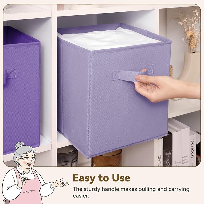 GRANNY SAYS 11x11 Cube Storage, 8-Pack Fabric Storage Bins, Purple Gradient | Collapsible Storage Boxes with Thickened Base Plate, Sturdy Handles, Decorative Baskets for Shelves, Closet