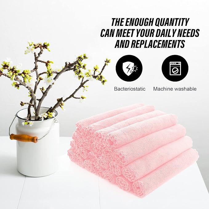 MOONQUEEN Ultra Soft Premium Washcloths Set - 12 x 12 inches - 72 Pack - Quick Drying - Highly Absorbent Coral Velvet Bathroom Wash Clothes (Pink)
