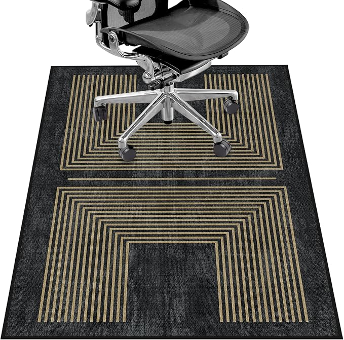 Office Chair Mat for Hardwood Floor&Tile Floor,36"X 48"-Geo Black | Heavy Duty Desk Chair Mat for Hard Floors,Under Desk Rug for Rolling Computer Chair,Anti Slip,Low Pile Carpet Floor
