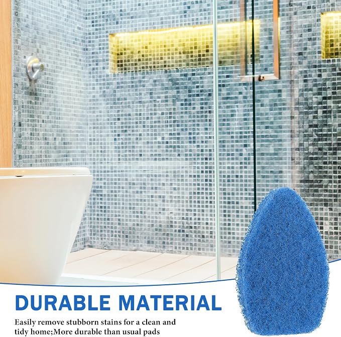 Baderke 4 Pcs Tub Tile Scrubber Cleaning Brush Pad (Without Handle), Blue | for Shower Bathroom Buildup Toilet Wall Floor, Brush Non-scratch Scouring Pads, Kitchen Sponges for Cleaning Home