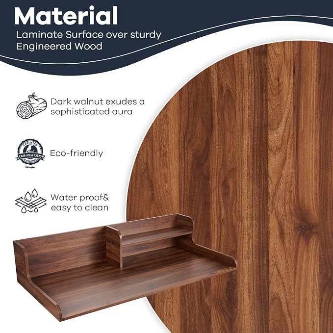 Washer Dryer Countertop 2 Tier 58 inches Wide, Laundry Shelf Topper with Edge, 58" W x 28" D x 12" H Laundry Space Organizer, Dark Walnut