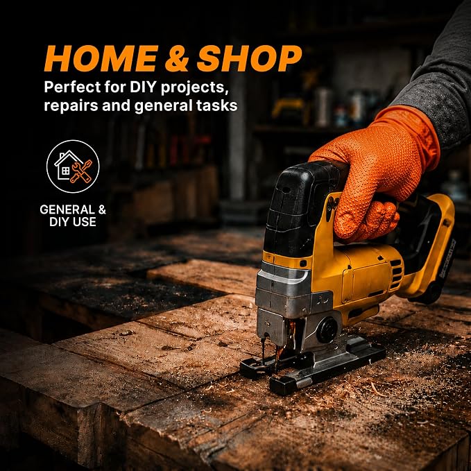 TitanFlex Heavy Duty Industrial Orange Nitrile Gloves, 8-mil, Gloves Disposable Latex Free with Raised Diamond Texture Grip, Powder Free, Rubber Glove, Mechanic Gloves,100-ct Box (XXL)