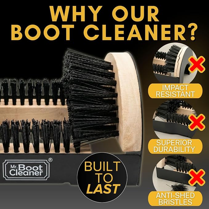 Heavy Duty Boot Cleaner Scrubber, for Mounted or Portable Use, Wood | Mr. Boot Cleaner Boot/Shoe Scraper, Use Indoors or Outdoors, Suitable for Home or Commercial Sites, Includes Hardware