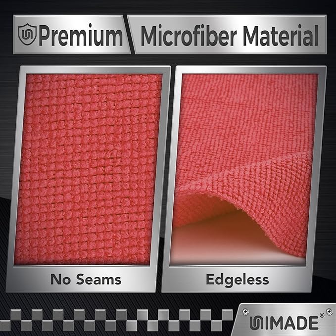 Microfiber Cleaning Cloth, 24 Pack Reusable Microfiber Towels | for Cars Lint Free Cleaning Shop Towel Rags for Home Kitchen Automotive Bar Mechanic Restaurant Garage, 11"x 12", Red