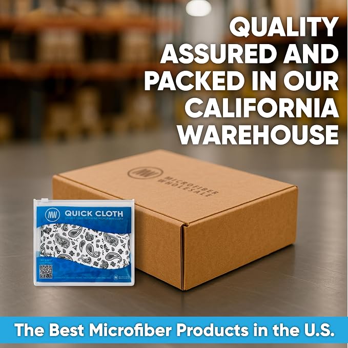 Microfiber Wholesale Quick Cloth Glasses Cleaning Cloths 8x8 Paisley White | 1-Pack with Case | Double-Sided Lens Cleaner Eyeglasses, Camera, Screens & Glass | Reusable Microfiber Glass Polishing Cloths