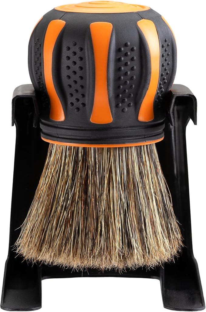 Suds Lab Elite-Bristle Boar's Hair Detailing Brush, Deep Cleaning, Stand | Metal-free, high absorbency tool for scratch-free interior & exterior car detailing