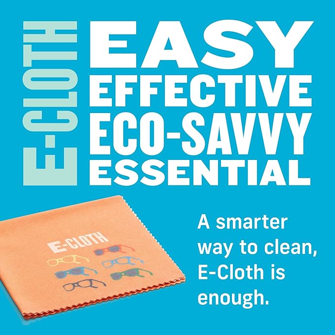 E-Cloth Eyeglasses Cleaning Cloth, Reusable & Washable - 1 Pack | Glasses Wipe, Reusable & Washable, Cleans Dirt, Fingerprints, Smudges from Lens & Frames, Use Dry or Damp