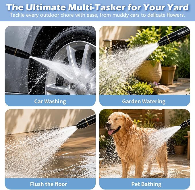 3Pcs High Pressure Hose Nozzle, 2026 New Garden Hose Nozzle, Washer Gun with 3 Spray Patterns, Power Washer Nozzle Attachment for Car & Patio Cleaning (3 PCS)