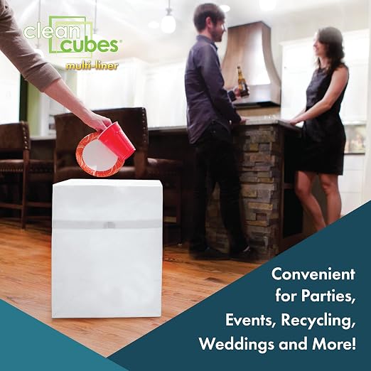 Clean Cubes 13 Gallon Multi-Liner Pop-Up Trash Cans, 3-Pack (White) | 3 Stacked Liners Per Bin, 9 Uses Per Pack, Swap Liners Without Touching Trash, No Assembly, Wire-Reinforced Opening