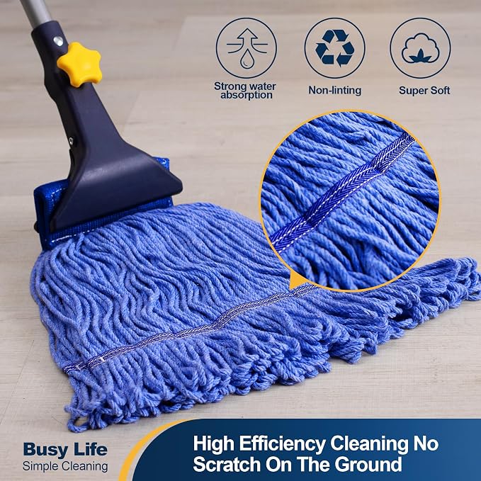 Yocada Looped-End String Wet Mop Head Refill Replacement | Heavy Duty Cotton Commercial Industrial Grade Floor Cleaning