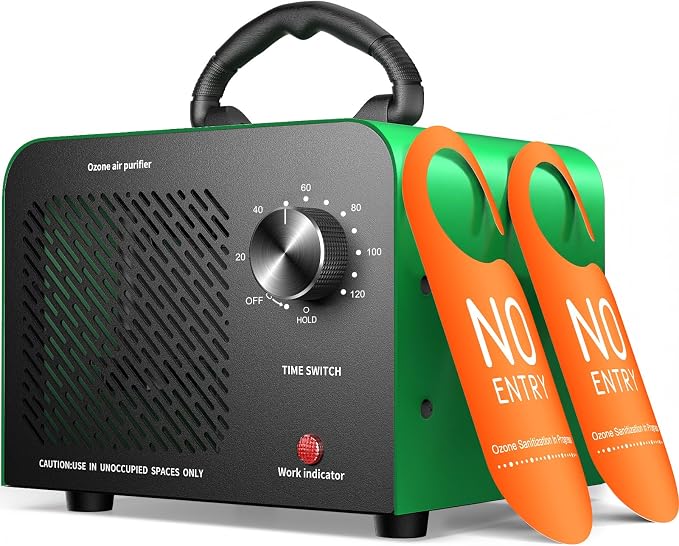 Hadlook Ozone Generator, 48,000mg/h High Capacity O3 Ozone Machine, Green | Commercial Use for Large Space 4000 Sq. Ft, Portable Odor Eliminator for Car, Home, Basement, Smoke, Pets