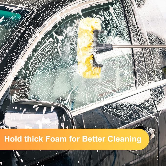 Tanlade 2 Pcs Car Wash Brush Heads Soft Bristle Flow Thru,10 Inch,Yellow (Pack of 2)