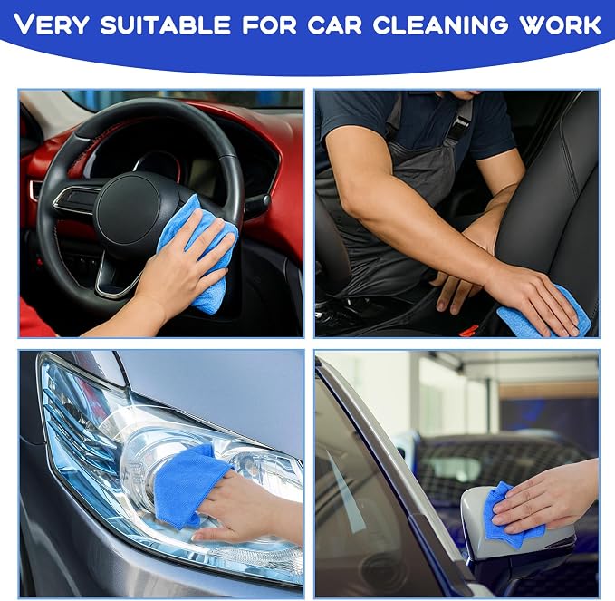 10 Pack Microfiber Cleaning Cloth 6"x6" Reusable Cleaning Rag Fast Drying Kitchen Towels Microfiber Towels Cars Wash Dry Erase Cloth for Housekeeping Home Kitchen Window Bathroom Car(Blue)