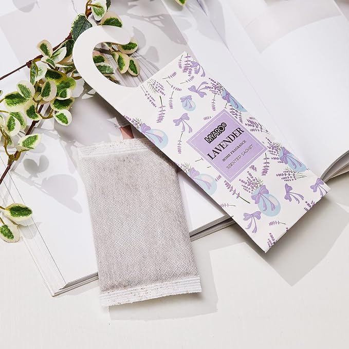 MYARO 12Pcs Lavender Sachets Hanging Car Air Freshener, Closet Deodorizer | Long-Lasting Sachet Bags, Odor Eliminator for Closet, Drawer, Bathroom, Clothes, Fabric Refresher, Home Fragrance Gift Set