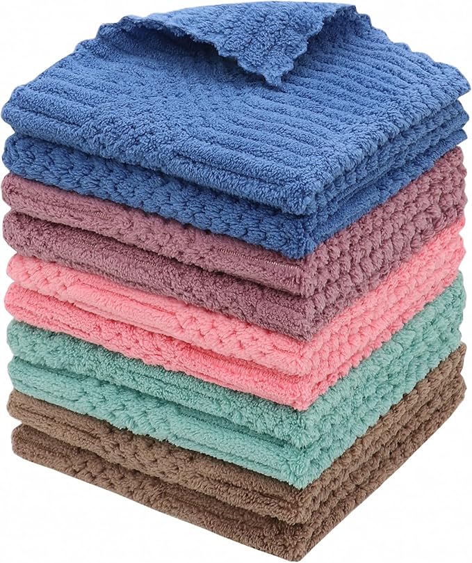 Microfiber Cleaning Cloth, 10 Pack Microfiber Rags,12”x12”,Mix Color | Lint Free Dish Cleaning Cloths, Fast Drying Dish Rags For Cleaning, Absorbent Washcloths