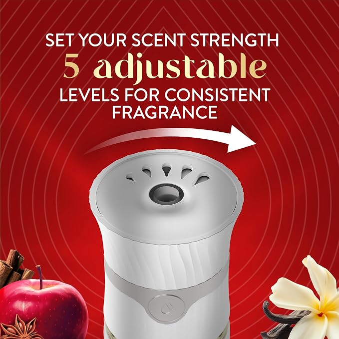 Air Wick Vibrant Plug-In Scented Oil Refills, 5 Count, Warm Apple & Cinnamon, Air Freshener, Essential Oils, Fall Scent, Fall Decor