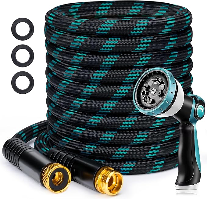 Garden Hose 25FT, Lightweight Water Hose for Lawn,Gardening | stable water flow, 3-layer anti-kink structure, Lightweight. Compact storage, with 10-spray nozzle, leakproof connectors
