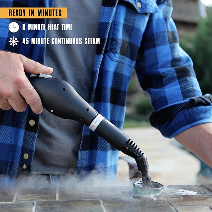 McCulloch MC1275 Heavy-Duty Steam Cleaner, 45 Min Runtime, 18 Accessories | Mop Head, Brushes, & More - Built for Home, Tile, Grout, Carpet, Furniture, & Personal Car Detailing