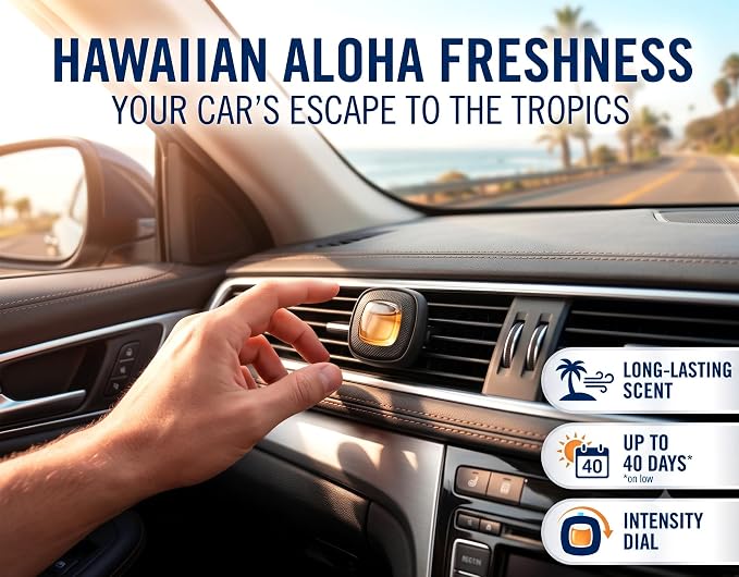 Febreze Odor Clear Car Vent Air Freshener Clip, Hawaiian Aloha 0.06 Fl.Oz - 8 Pack