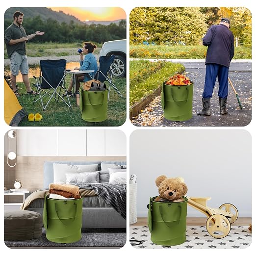 24 Gallons Collapsible Trash Can, Pop Up Trash Can with Zip Lid, 600D Oxford Cloth Outdoor Foldable Camping Trash Can/Recycle Bin, for Home Storage, Office, Outdoor Lawn, Camping(18x24 In-24 Gallons)