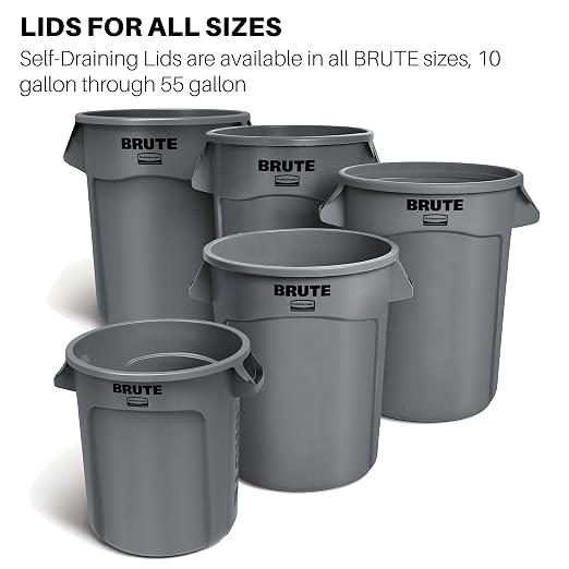 Rubbermaid Commercial Products BRUTE Trash Can Dome Lid, 55-Gallon, Blue, Compatible with the Rubbermaid Heavy Duty 55-Gallon Garbage Bins