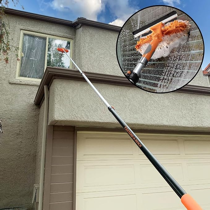 5-30 ft Window Washing Kit with Extension Pole (36+ Foot Reach) | Window Cleaning Tool & Window Washer Squeegee with Telescopic Extension Pole // Best Indoor Outdoor Window Washing Equipment