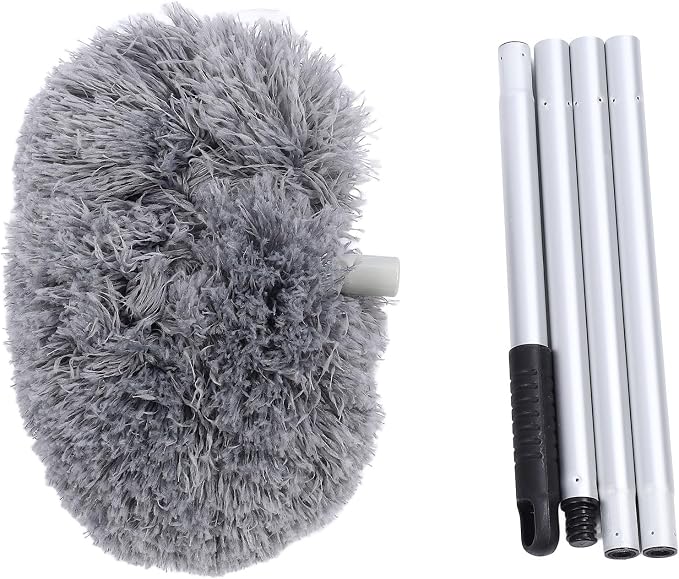 Extra Long Round Duster, 360 Degree Rotation, Washable Ceiling Fan Duster, 140Cm High Dust Removal Tool for High Ceilings, Furniture Gray