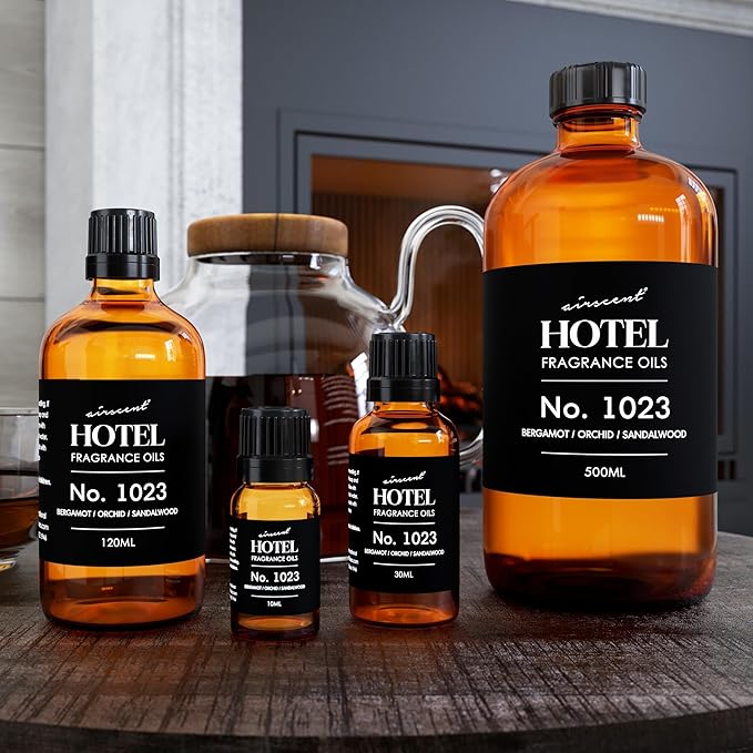 AirScent Hotel Diffuser Oil No. 1023 - Baccarat Hotel Inspired - 500 mL | Bergamot Orchid Sandalwood - Fragrance Oil for Ultrasonic and Waterless Diffusers and Crafting - 16.9 fl oz Glass Bottle