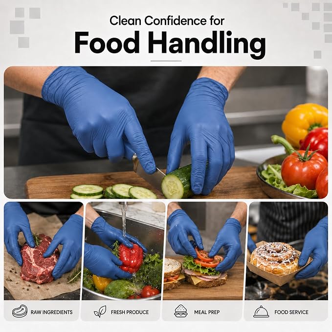ForPro Disposable Nitrile Gloves, Chemical Resistant, Powder-Free, Latex-Free, Non-Sterile, Food Safe, 4 Mil