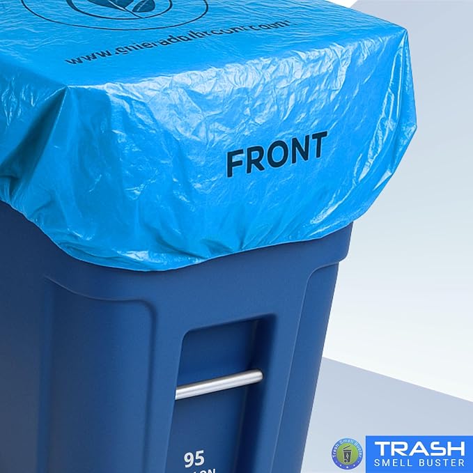 95 Gallon Trash Can Cover, Outdoor Lid Cover with Elastic Fit, Odor Control, Weather Resistant, Reusable, Lemon Scented, 1 Pack