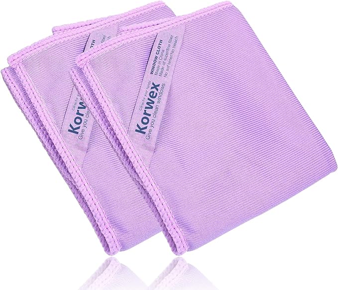 Norwεx Window Cleaning Cloth, Glass Cleaning Cloth, No Chemical Needed, Just Add Water Lints Streaks Scratches Free. (Purple 2 Pack)