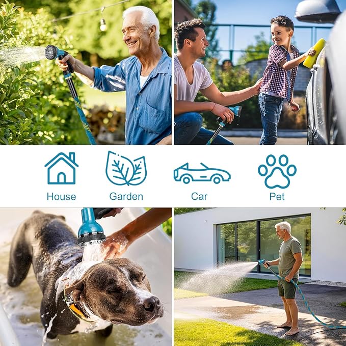 Expandable Garden Hose 150ft, 2026 New Flexible Water Hose 150 ft with 10 Function Nozzle, Solid Metal Fittings, Lightweight, No Kink, Leak-proof, Durable Expanding Hose for Gardening, Car Washing