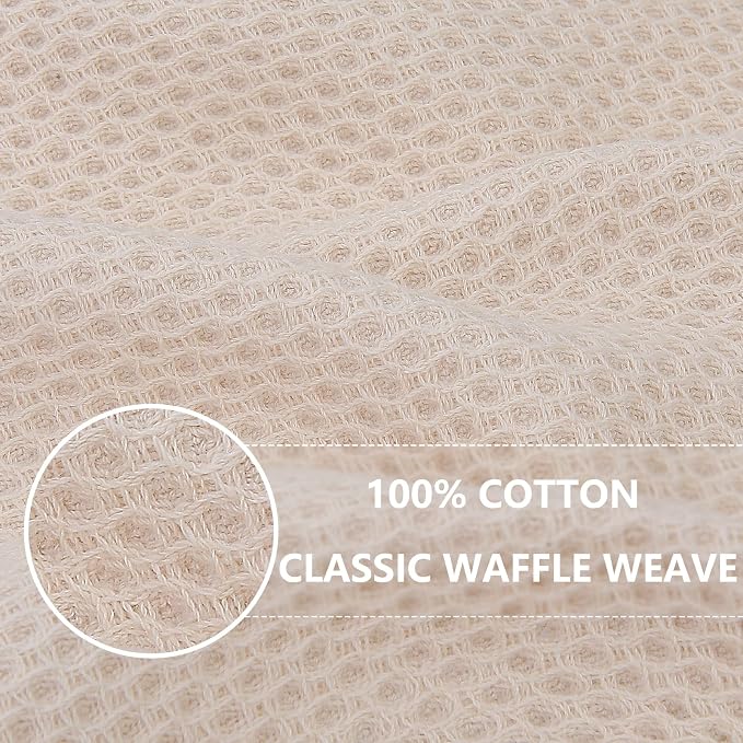 Homaxy 100% Cotton Waffle Weave Kitchen Dish Cloths 8-Pack, Beige | 12 x 12 Inches, Ultra Soft Absorbent Dish Towels, Quick Drying Dish Rags with Hanging Loop