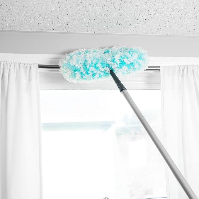 Fuller Brush Fuzzy Fan Duster – Dust & Clean Ceiling Fans, Walls, Woodwork – Polystatic & Microfiber Grabs & Holds Dust, Lint, Cobwebs & Dirt - Fan Duster with Handle (Teal)