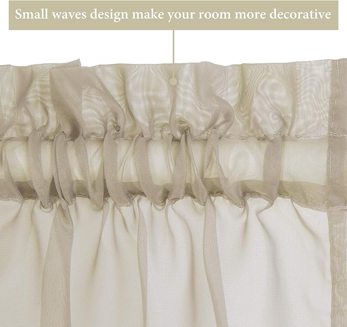 MIULEE Beige 25 x 40 Inches Sidelight Sheer Curtains for French Door | Light Filtering Window Treatment, 2 Panels, Tieback
