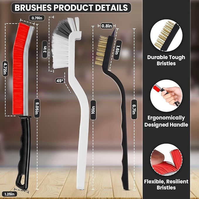 8 Pcs Crevice Cleaning Brush Set Hard Bristle Tools for Narrow Spaces | Multi-Purpose Grout Brush for Bathroom, Shower, Window Tracks & Kitchen Cleaning, Perfect for Gaps, Grooves and Tight Areas