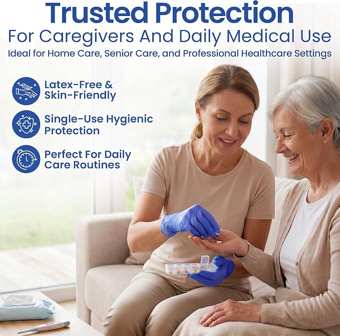ProCure [200 Count] Disposable Nitrile Gloves - Latex Free, Powder Free Medical Exam Gloves