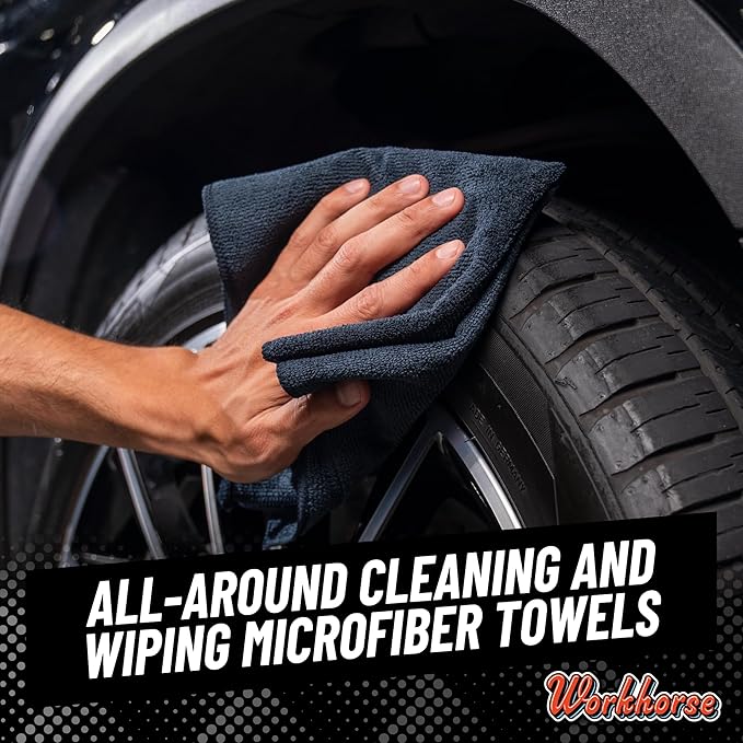 Chemical Guys, Workhorse Plush Microfiber Towels, 16 x 16 in, Black, 3 Pack | Plush, scratch-free black towels for washing, drying and detailing cars, home and pets, durable and reusable
