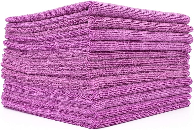 The Rag Company - All-Purpose Microfiber Terry Cleaning Towels - Commercial Grade, Highly Absorbent, Lint-Free, Streak-Free, Kitchens, Bathrooms, Offices, 300gsm, 16in x 16in, Lavender (12-Pack)