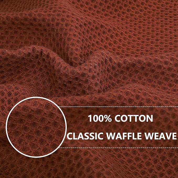 Homaxy 100% Cotton Waffle Weave Kitchen Dish Cloths 12-Pack, Rust | 12 x 12 Inches, Ultra Soft Absorbent Dish Towels, Quick Drying Dish Rags with Hanging Loop