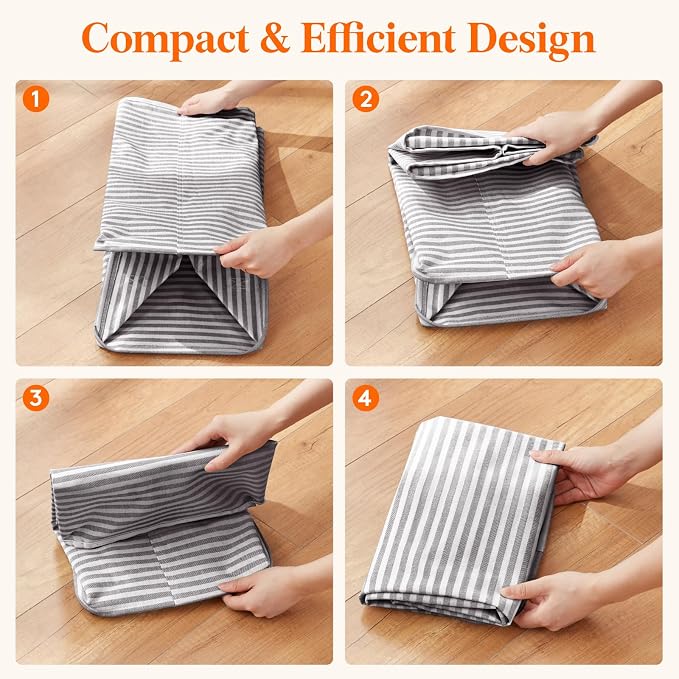 Lifewit 125L Large Collapsible Laundry Basket with Extended Handles, Grey | Foldable Laundry Hamper, Tall Dirty Clothes Basket, Waterproof, Freestanding Design for Bedroom, Bathroom, College Dorm