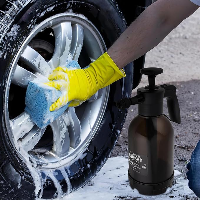 2l Handheld Foam Pump Sprayer for Car Cleaning and Garden Use, Manual Pressurized Plastic Bottle with Extended Use and Pressure Foam Technology, for Watering Plants and Car