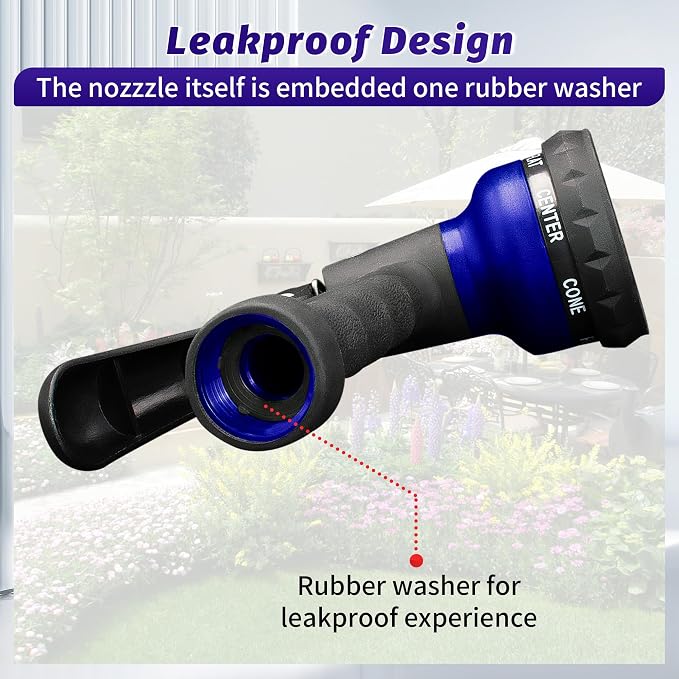 AUTOMAN Garden Hose Nozzle, Water Sprayer Nozzle with 7 Adjustable Watering Patterns,Slip Resistant Nozzle for Plants,Lawn,Washing Cars,Window Cleaning,Showering Pets & Outdoor Fun.