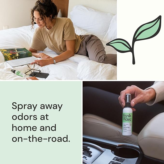 Fresh Wave Odor Eliminator Room Spray, 2 oz Travel Size, 2-Pack, Original | Plant oil formula with lime, pine needle, and cedarwood, Neutralizes air and fabric odors, Non-hazardous, Pet-safe