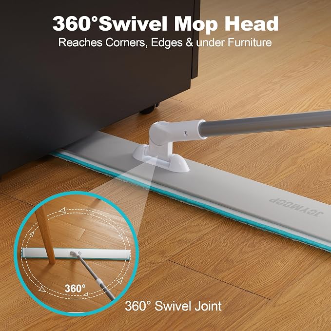 JOYMOOP 36 Inch Grey-White Commercial Dust Mop, Microfiber Dust Mop for Hardwood Floors, Heavy Duty Industrial Wet Dry Floor Mop with Telescopic Handle, Includes 5 Mop Pads